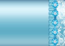 Blue Metallic with Lace Border Backing Paper