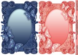 Navy and Coral Butterflies Card Fronts