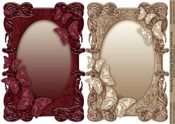 Burgundy and Beige Butterflies Card Fronts