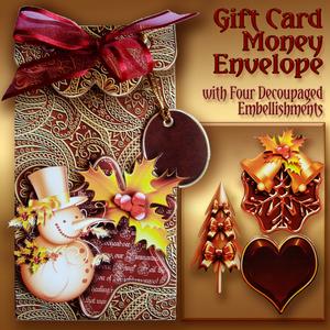 Burgundy Paisley Gift Envelope Christmas Decoupage