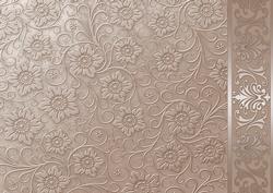 Taupe Embossed Floral with Border Background