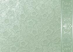 Eau De Nil Embossed Floral with Border Background