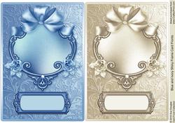 Blue and Ivory Shiny Frame Card Fronts