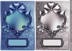 Dark Blue and Taupe Shiny Frame Card Fronts