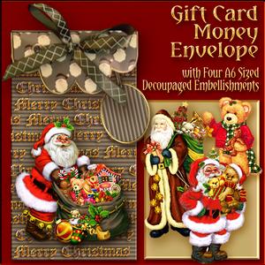 Santa Clause, Gift Envelope with Christmas Decoupage