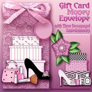 Pretty in Pink, Gift Envelope with 3 Choices of Decoupage