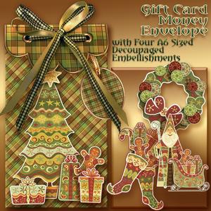 Country Christmas, Gift Envelope with Christmas Decoupage