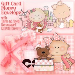 Baby Girl, Gift Envelope with 3 Choices of Decoupage