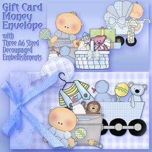 Baby Boy, Gift Envelope with 3 Choices of Decoupage