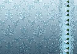 Teal Floral Spray Embossed with Floral Border