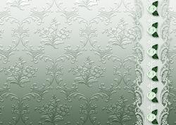 Green Floral Spray Embossed with Floral Border