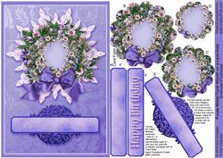 Purple Mixed Floral Wreath on a Lace Doily Pyramage