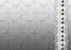 Silver Floral Spray Embossed with Floral Border