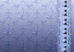 Periwinkle Floral Spray Embossed with Floral Border