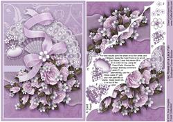 Lilac Roses on a Lace Fan Corner Stacker
