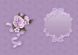 Lilac Roses on a Lace Fan Matching A5 Insert