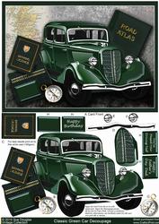 Classic Green Car Decoupage, Birthday Driv Test