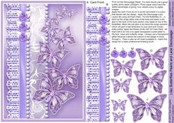 Lilac Butterflies Pearls and Lace Decoupage