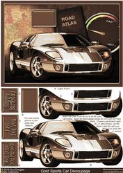 Gold Sports Car Decoupage