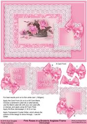 Pink Roses in a Broderie Anglaise Frame Decoupage