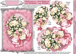Cream Roses Bouquet in a Silver Frame Pyramage