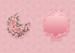Crescent Bouquet of Pink Roses Matching A5 Insert