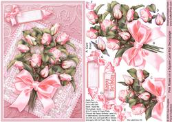 Pink Roses on a Square Lace Mat Decoupage