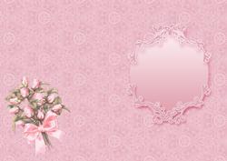 Pink Roses on a Square Lace Mat Matching A5 Insert