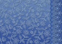 Deep Blue Floral Lace with Lace and Pearls Border
