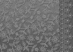 Charcoal Floral Lace with Lace and Pearls Border