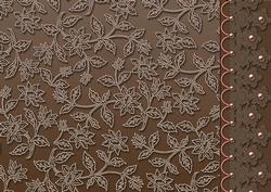 Brown Floral Lace with Lace and Pearls Border