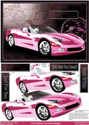 Pink Sports Car Decoupage, Birthday, Driving Test