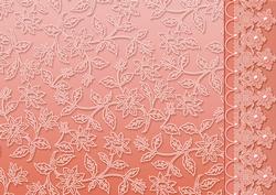 Peach Floral Lace with Lace and Pearls Border