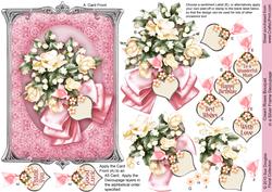 Cream Roses Bouquet in a Silver Frame Decoupage