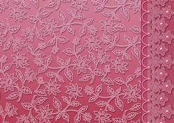 Deep Pink Floral Lace with Lace and Pearls Border
