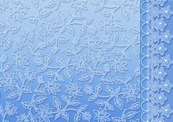 Blue Floral Lace with Lace and Pearls Border