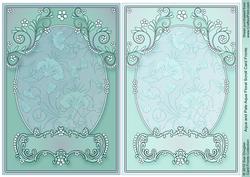 Aqua and Pale Aqua Floral Scroll Card Fronts