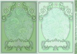 Green and Pale Green Floral Scroll Card Fronts
