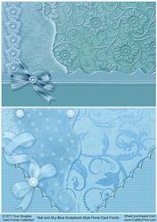 Teal and Sky Blue Scrapbook Style Floral Card Fronts