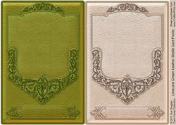 Lime and Cream Leather Shield Card Fronts