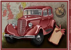 Classic Red Car A4 Card Front