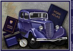 Classic Blue Car A4 Card Front