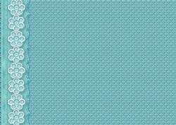 Aqua Embossed with Embroidered Flower Border