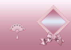 Dusky Pink Lace Fan and Victorian Bow A5 Insert