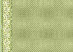 Leaf Green Embossed with Embroidered Flower Border