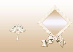 Beige Lace Fan and Victorian Bow A5 Insert