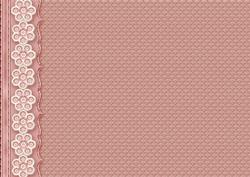 Dusky Peach Embossed with Embroidered Flower Border