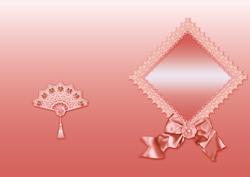 Coral Lace Fan and Victorian Bow A5 Insert