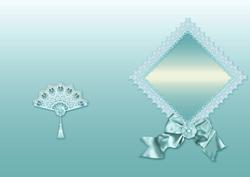 Teal Lace Fan and Victorian Bow A5 Insert