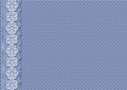 Blue Embossed with Embroidered Flower Border